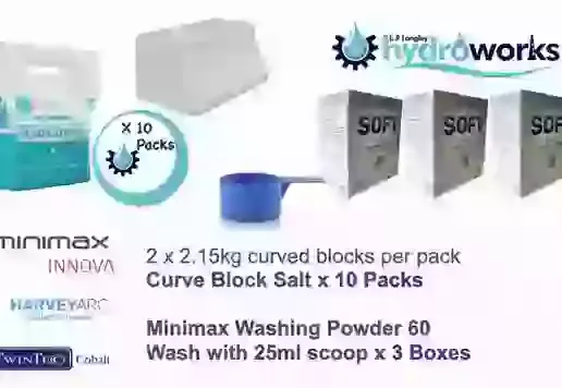 Harvey’s Mini Curve Block Salt 4.3kg and 3 x 60 Wash Washing Powders